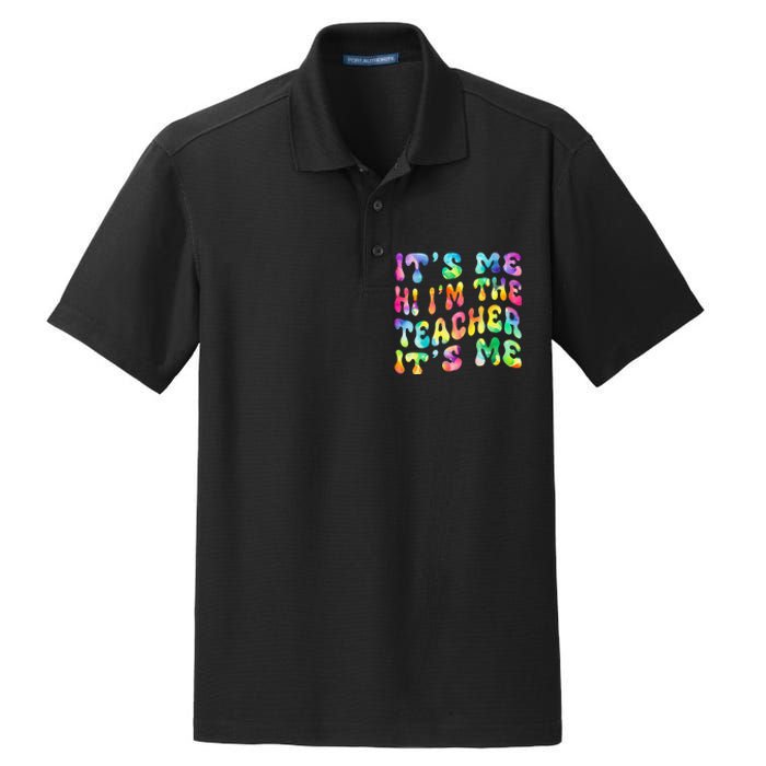 It’s Me Hi I’m The teacher It’s Me Groovy Tie Dye Style Dry Zone Grid Polo