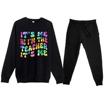 It’s Me Hi I’m The teacher It’s Me Groovy Tie Dye Style Premium Crewneck Sweatsuit Set