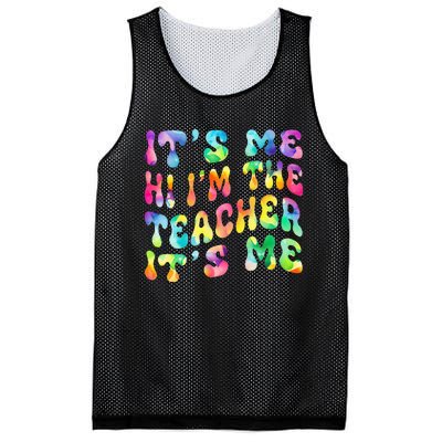 It’s Me Hi I’m The teacher It’s Me Groovy Tie Dye Style Mesh Reversible Basketball Jersey Tank