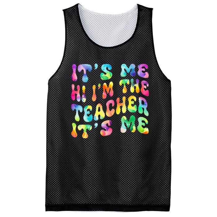 It’s Me Hi I’m The teacher It’s Me Groovy Tie Dye Style Mesh Reversible Basketball Jersey Tank