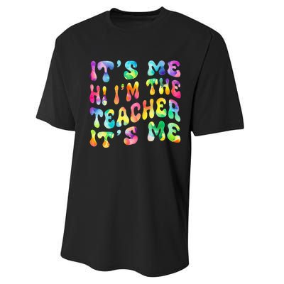 It’s Me Hi I’m The teacher It’s Me Groovy Tie Dye Style Performance Sprint T-Shirt