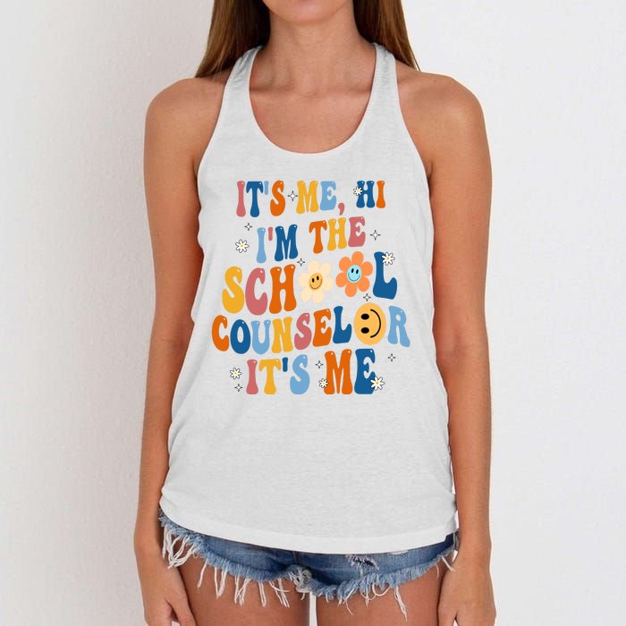 Its Me Hi Im The School Counselor Back To School Women's Knotted Racerback Tank