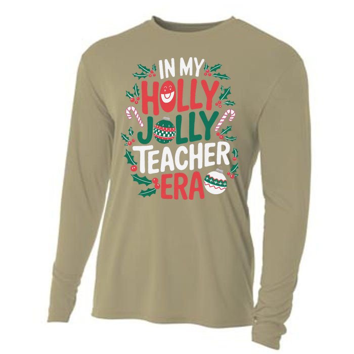 In My Holly Xmas Jolly Teacher Era Christmas Holiday Vibe Cooling Performance Long Sleeve Crew