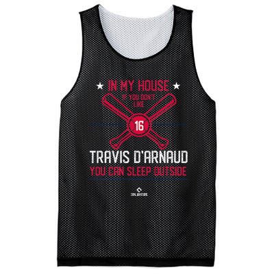 In My House Travis DArnaud Atlanta Funny Baseball Fan Mesh Reversible Basketball Jersey Tank