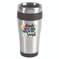 In My Hand Toes In The Sand Summer Vibes Beach Vacay Cool Gift 16oz Travel Tumbler