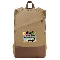 In My Hand Toes In The Sand Summer Vibes Beach Vacay Cool Gift Cotton Canvas Backpack