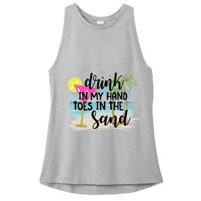 In My Hand Toes In The Sand Summer Vibes Beach Vacay Cool Gift Ladies PosiCharge Tri-Blend Wicking Tank