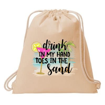 In My Hand Toes In The Sand Summer Vibes Beach Vacay Cool Gift Drawstring Bag