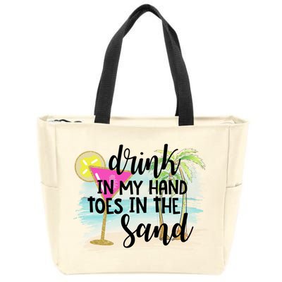 In My Hand Toes In The Sand Summer Vibes Beach Vacay Cool Gift Zip Tote Bag