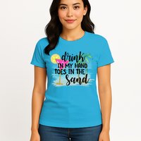 In My Hand Toes In The Sand Summer Vibes Beach Vacay Cool Gift Womens T-Shirt