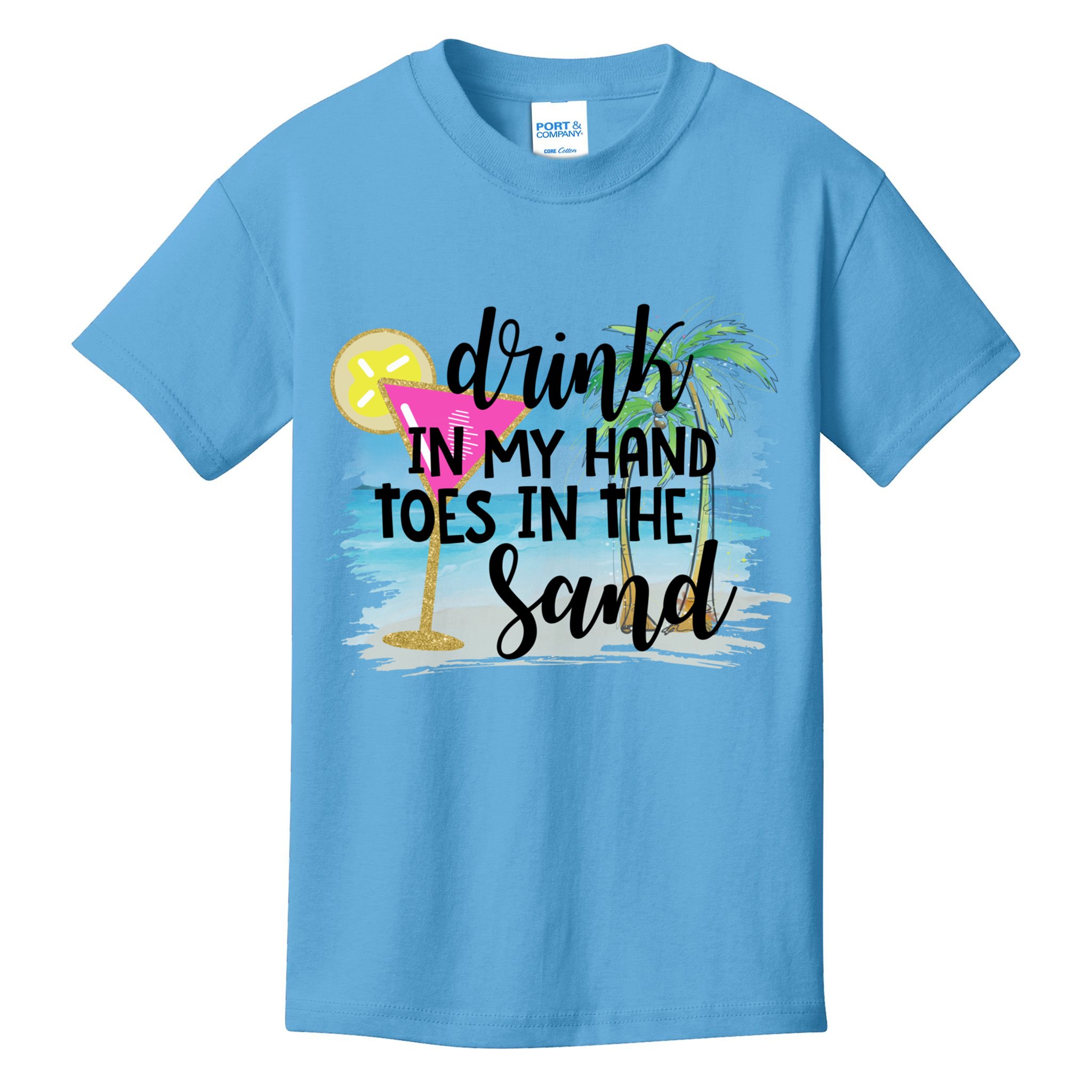 In My Hand Toes In The Sand Summer Vibes Beach Vacay Cool Gift Kids T-Shirt