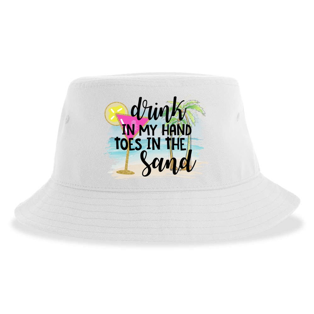 In My Hand Toes In The Sand Summer Vibes Beach Vacay Cool Gift Sustainable Bucket Hat