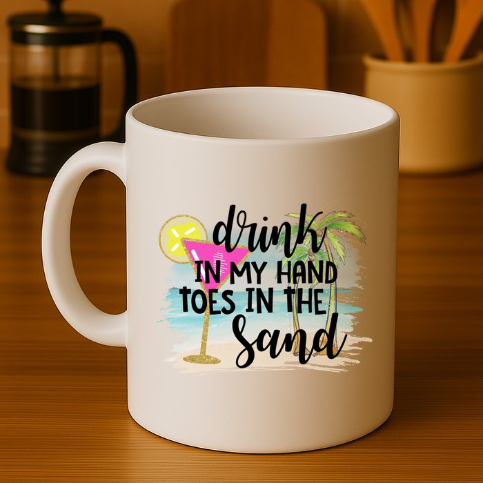 In My Hand Toes In The Sand Summer Vibes Beach Vacay Cool Gift Mug