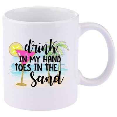 In My Hand Toes In The Sand Summer Vibes Beach Vacay Cool Gift 11oz C Handle Ceramic Mug