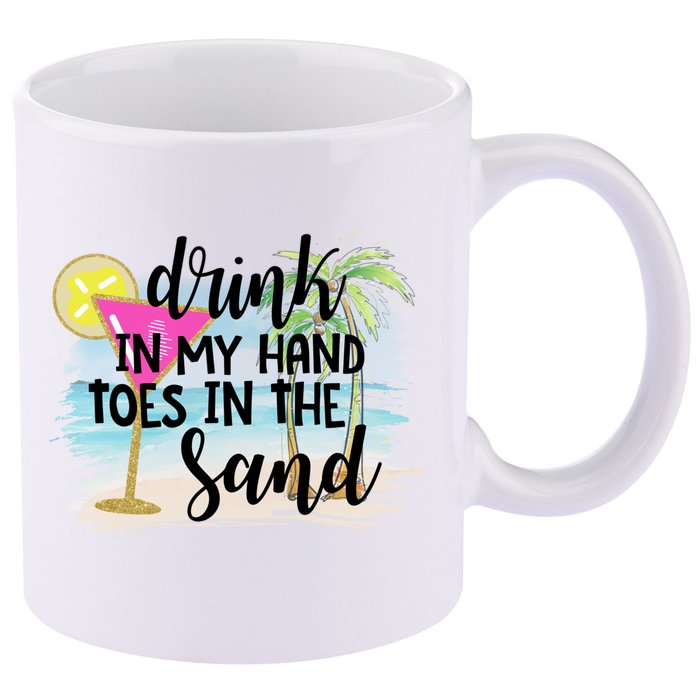 In My Hand Toes In The Sand Summer Vibes Beach Vacay Cool Gift 11oz C Handle Ceramic Mug