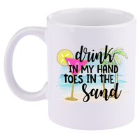 In My Hand Toes In The Sand Summer Vibes Beach Vacay Cool Gift 11oz C Handle Ceramic Mug