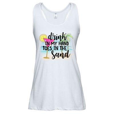 In My Hand Toes In The Sand Summer Vibes Beach Vacay Cool Gift Ladies Essential Flowy Tank
