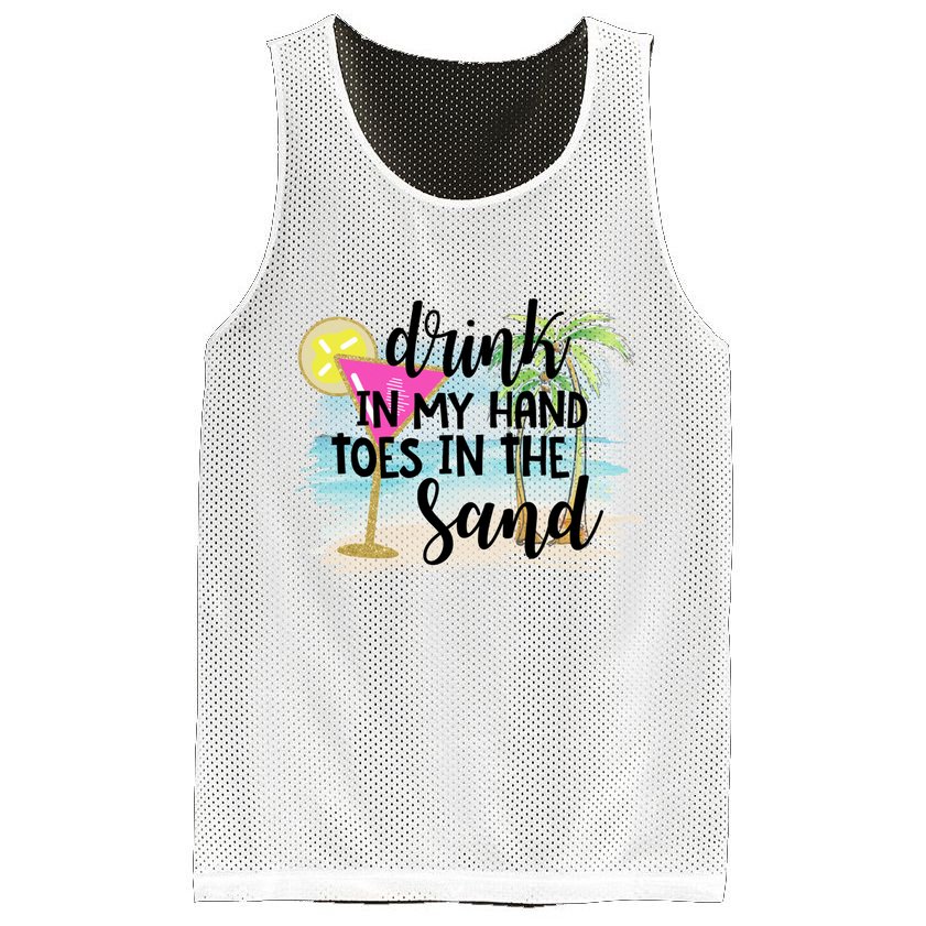 In My Hand Toes In The Sand Summer Vibes Beach Vacay Cool Gift Mesh Reversible Basketball Jersey Tank