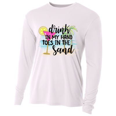 In My Hand Toes In The Sand Summer Vibes Beach Vacay Cool Gift Cooling Performance Long Sleeve Crew