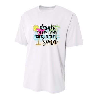 In My Hand Toes In The Sand Summer Vibes Beach Vacay Cool Gift Youth Performance Sprint T-Shirt