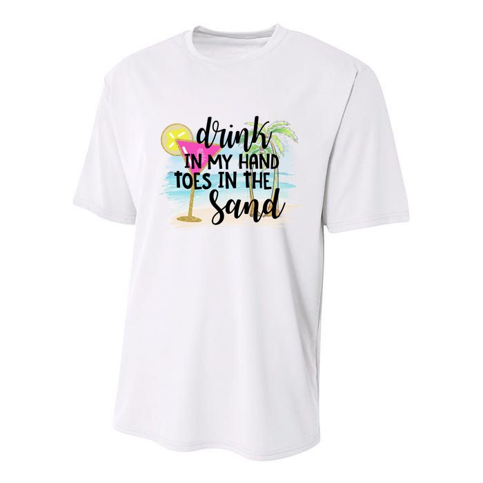 In My Hand Toes In The Sand Summer Vibes Beach Vacay Cool Gift Youth Performance Sprint T-Shirt