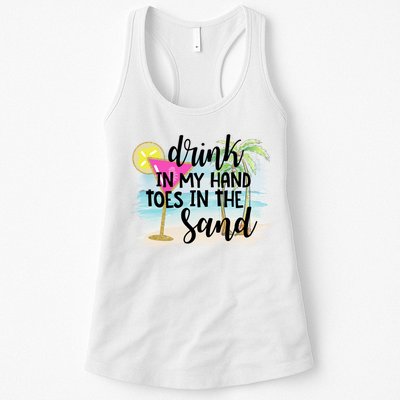 In My Hand Toes In The Sand Summer Vibes Beach Vacay Cool Gift Womens Tank Top