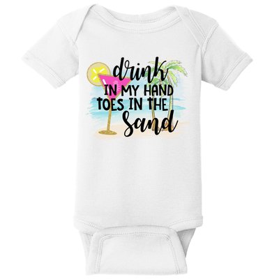 In My Hand Toes In The Sand Summer Vibes Beach Vacay Cool Gift Baby Bodysuit