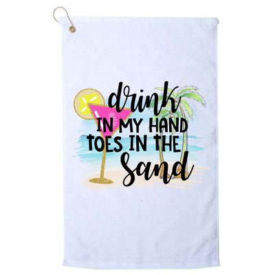 In My Hand Toes In The Sand Summer Vibes Beach Vacay Cool Gift Golf Towel