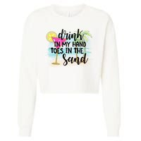 In My Hand Toes In The Sand Summer Vibes Beach Vacay Cool Gift Cropped Pullover Crew