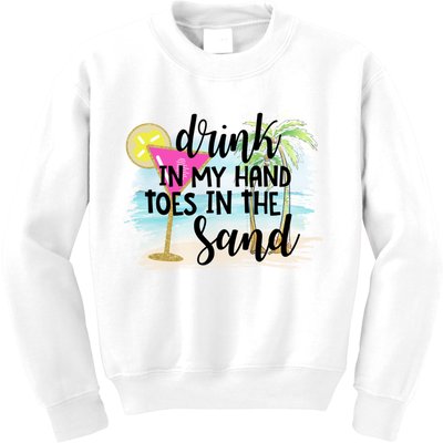 In My Hand Toes In The Sand Summer Vibes Beach Vacay Cool Gift Kids Sweatshirt