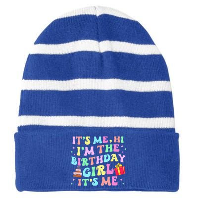 Its Me Hi Im The Birthday Its Me Birthday Party Striped Beanie with Solid Band