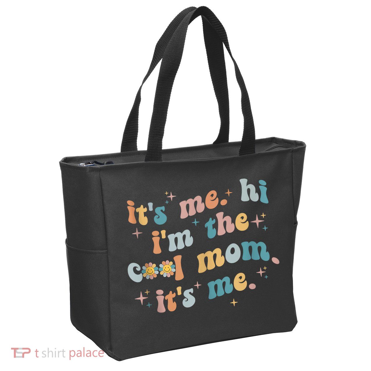 It's Me Hi I'm The Cool Mom It's Me Groovy Retro Zip Tote Bag