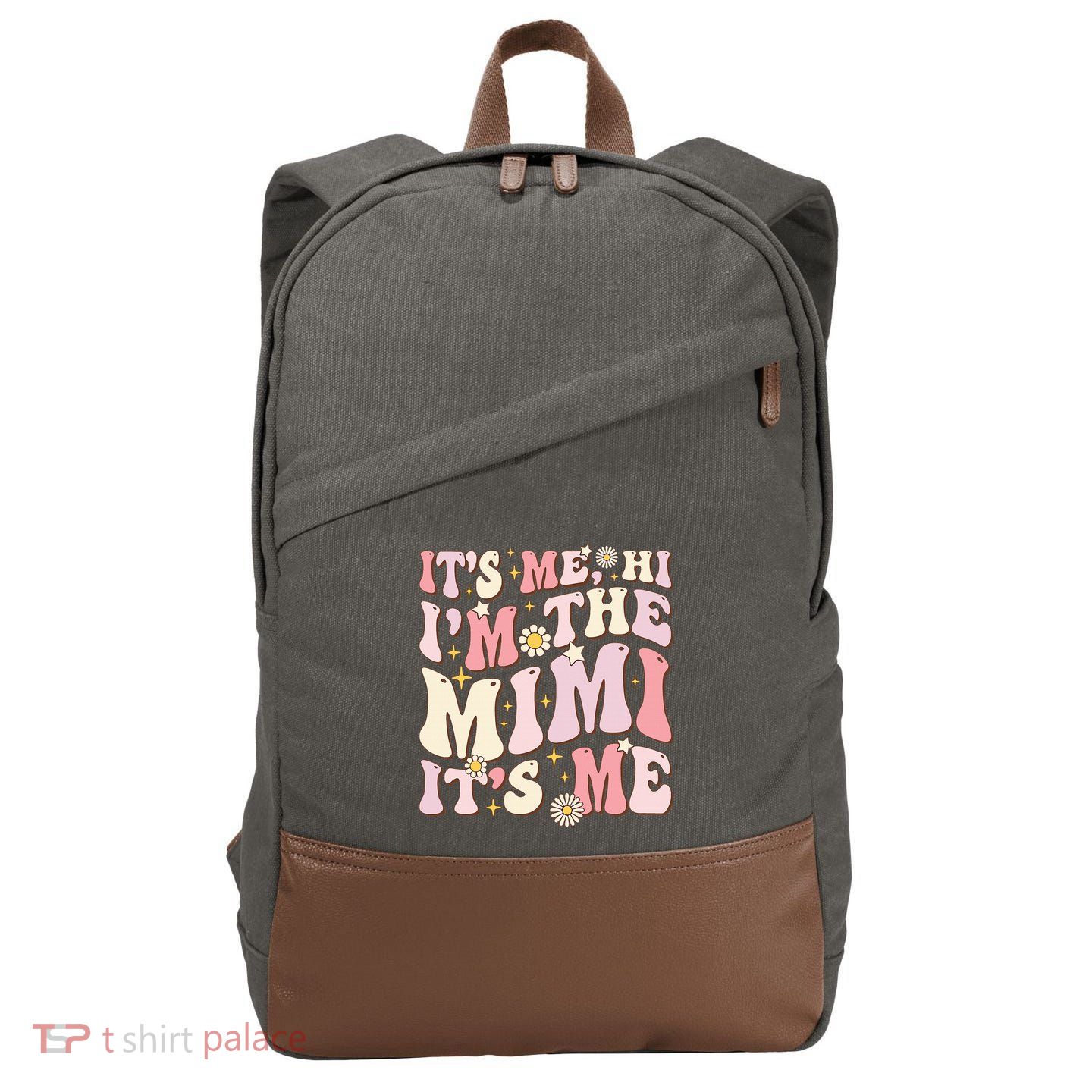 Its Me Hi I'm The Mimi It's Me Funny Groovy Mimi Cotton Canvas Backpack