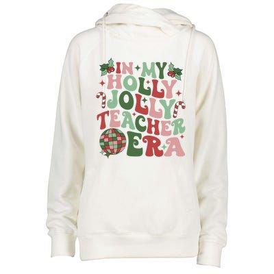 In My Holly Xmas Jolly Teacher Era Teacher Vibes Christmas Gift Womens Funnel Neck Pullover Hood