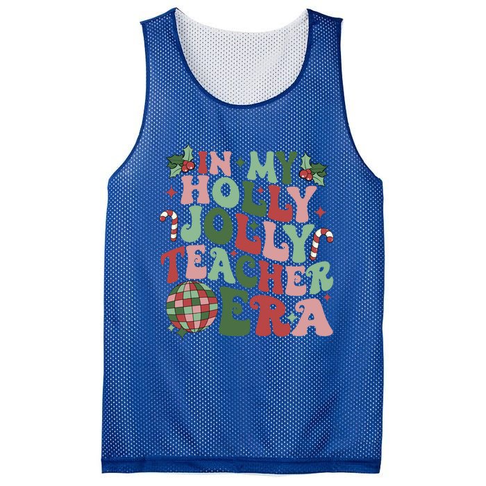 In My Holly Xmas Jolly Teacher Era Teacher Vibes Christmas Gift Mesh Reversible Basketball Jersey Tank