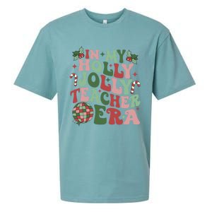 In My Holly Xmas Jolly Teacher Era Teacher Vibes Christmas Gift Sueded Cloud Jersey T-Shirt