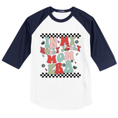 In My Holly Xmas Jolly Mom Era Retro Family Christmas Party Baseball Sleeve Shirt