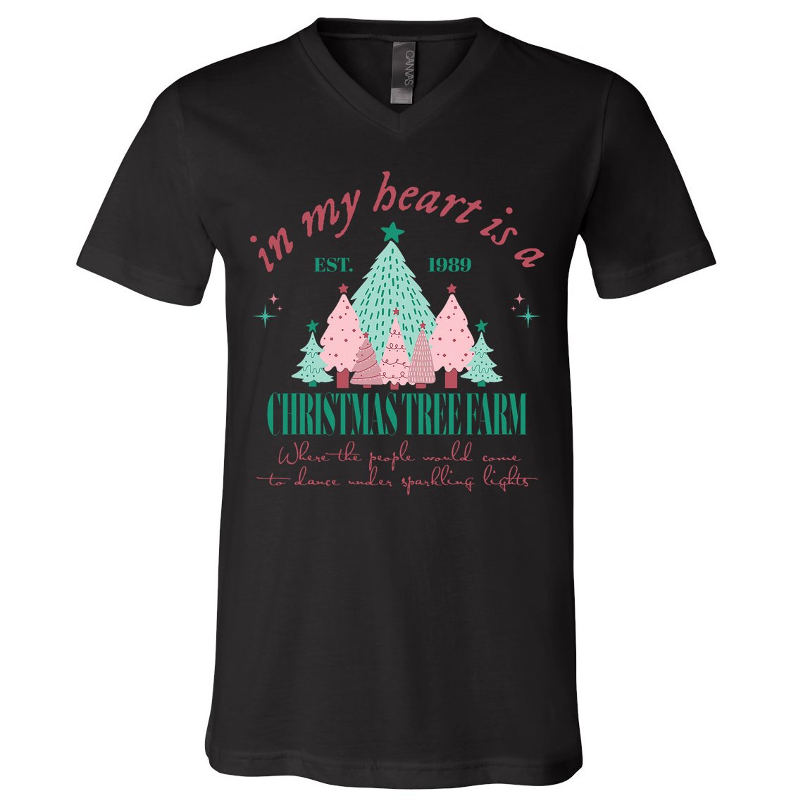 In My Heart Is A Christmas Xmas Tree Farm Vintage Clothing V-Neck T-Shirt