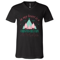 In My Heart Is A Christmas Xmas Tree Farm Vintage Clothing V-Neck T-Shirt