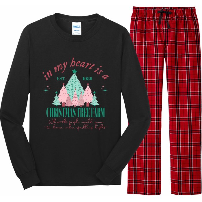 In My Heart Is A Christmas Xmas Tree Farm Vintage Clothing Long Sleeve Pajama Set