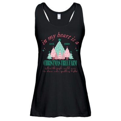 In My Heart Is A Christmas Xmas Tree Farm Vintage Clothing Ladies Essential Flowy Tank