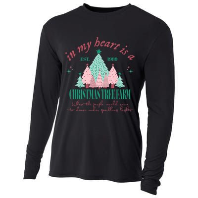 In My Heart Is A Christmas Xmas Tree Farm Vintage Clothing Cooling Performance Long Sleeve Crew