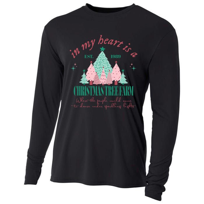 In My Heart Is A Christmas Xmas Tree Farm Vintage Clothing Cooling Performance Long Sleeve Crew