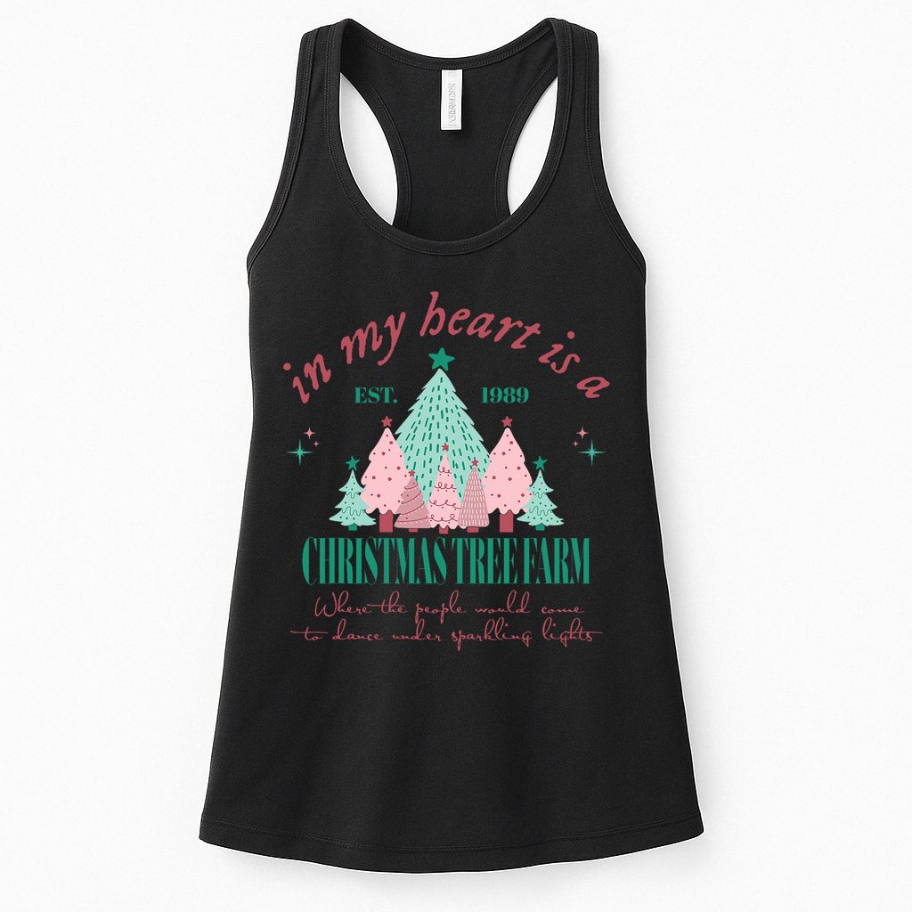 In My Heart Is A Christmas Xmas Tree Farm Vintage Clothing Womens Tank Top