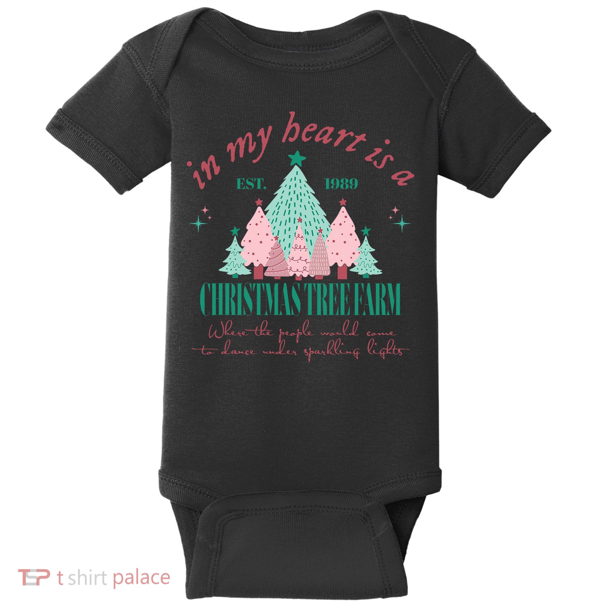 In My Heart Is A Christmas Xmas Tree Farm Vintage Clothing Baby Bodysuit