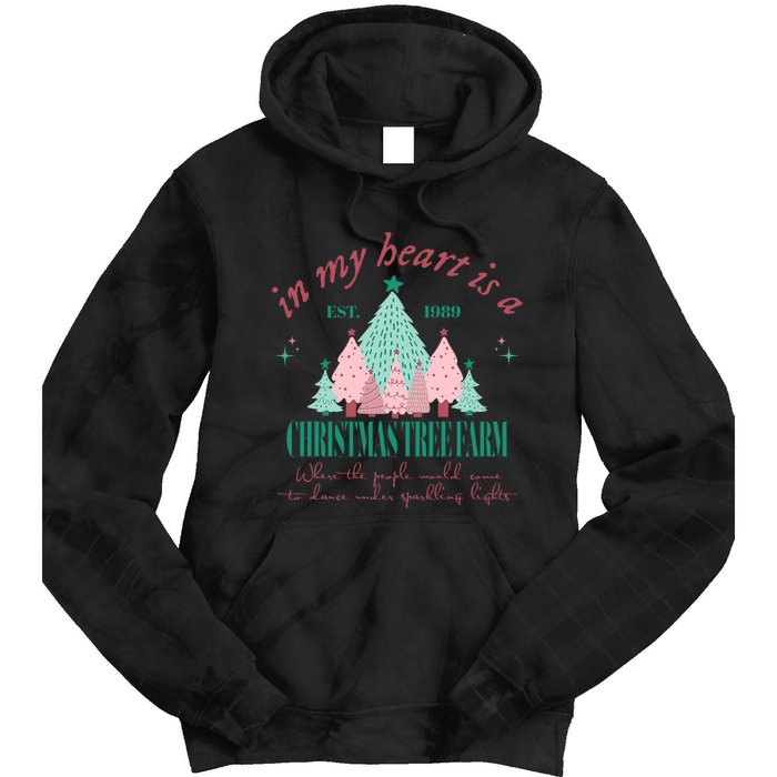 In My Heart Is A Christmas Xmas Tree Farm Vintage Clothing Tie Dye Hoodie