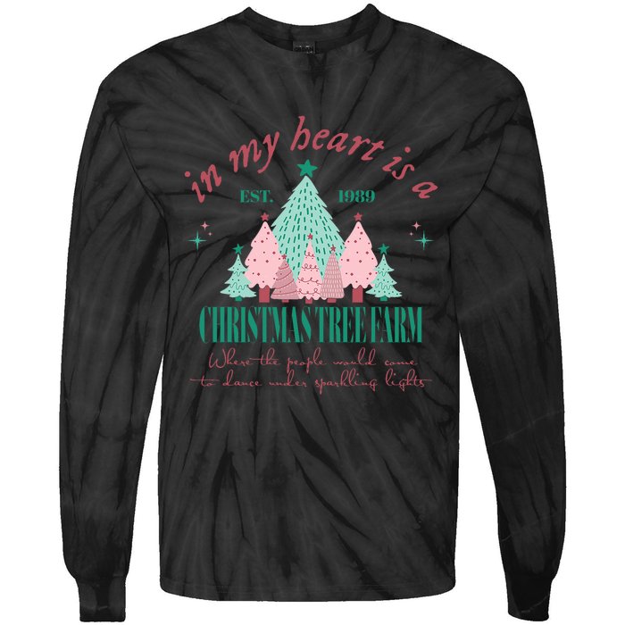 In My Heart Is A Christmas Xmas Tree Farm Vintage Clothing Tie-Dye Long Sleeve Shirt