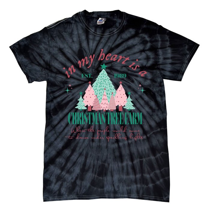 In My Heart Is A Christmas Xmas Tree Farm Vintage Clothing Tie-Dye T-Shirt