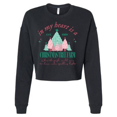 In My Heart Is A Christmas Xmas Tree Farm Vintage Clothing Cropped Pullover Crew