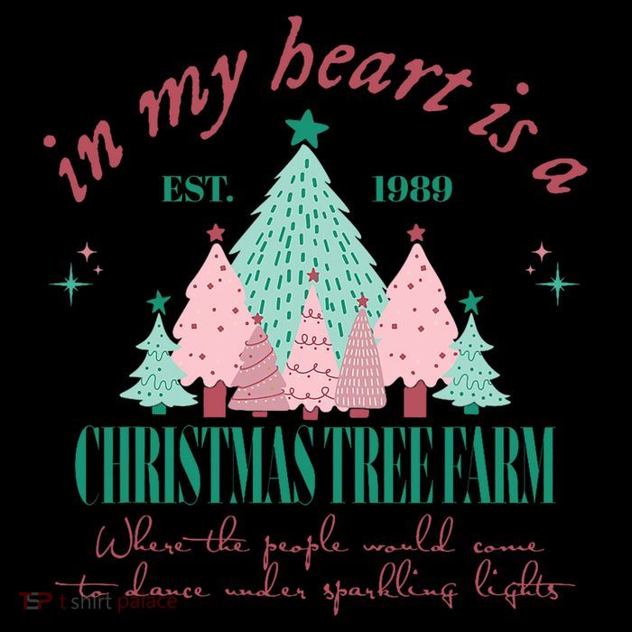 In My Heart Is A Christmas Xmas Tree Farm Vintage Clothing Womens T-Shirt